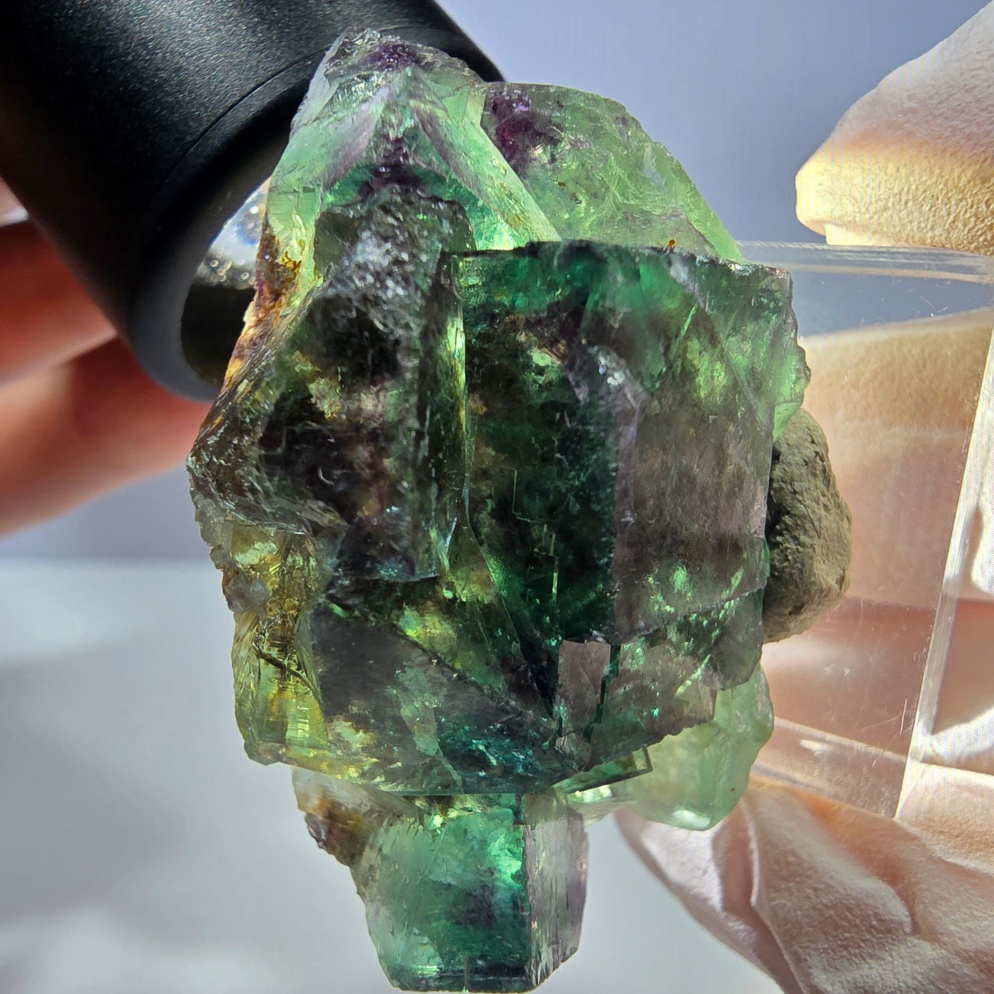 Seltene Phantom Fluorit Würfel Stufe, grün lila Okorusu, Namibia 46*30*20mm