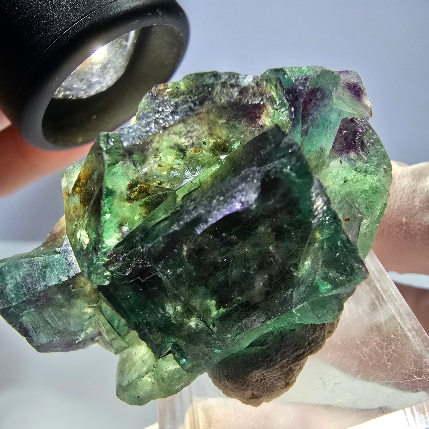 Seltene Phantom Fluorit Würfel Stufe, grün lila Okorusu, Namibia 46*30*20mm