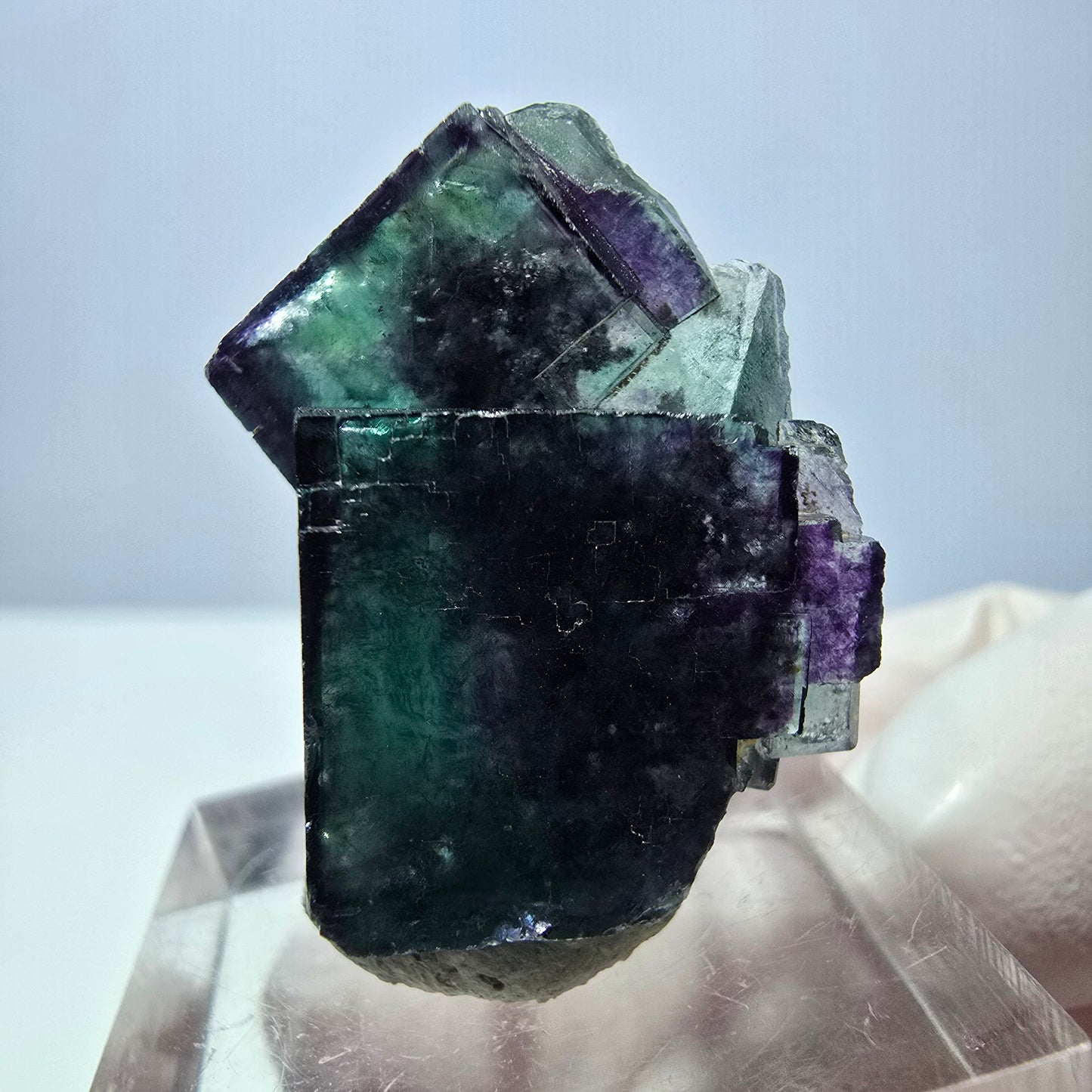 Seltene Phantom Fluorit Würfel Stufe, grün lila Okorusu, Namibia 28*27*15mm