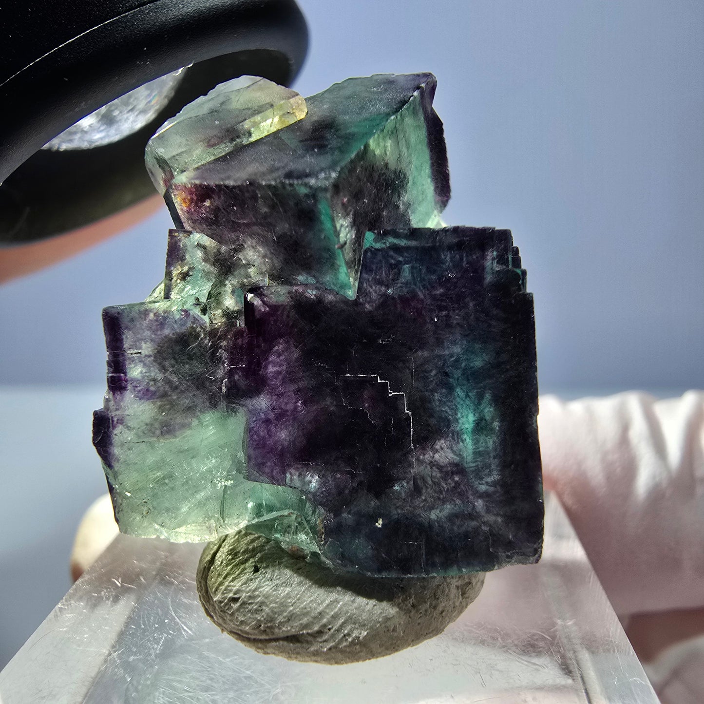 Seltene Phantom Fluorit Würfel Stufe, grün lila Okorusu, Namibia 28*27*15mm