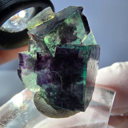 Seltene Phantom Fluorit Würfel Stufe, grün lila Okorusu, Namibia 28*27*15mm