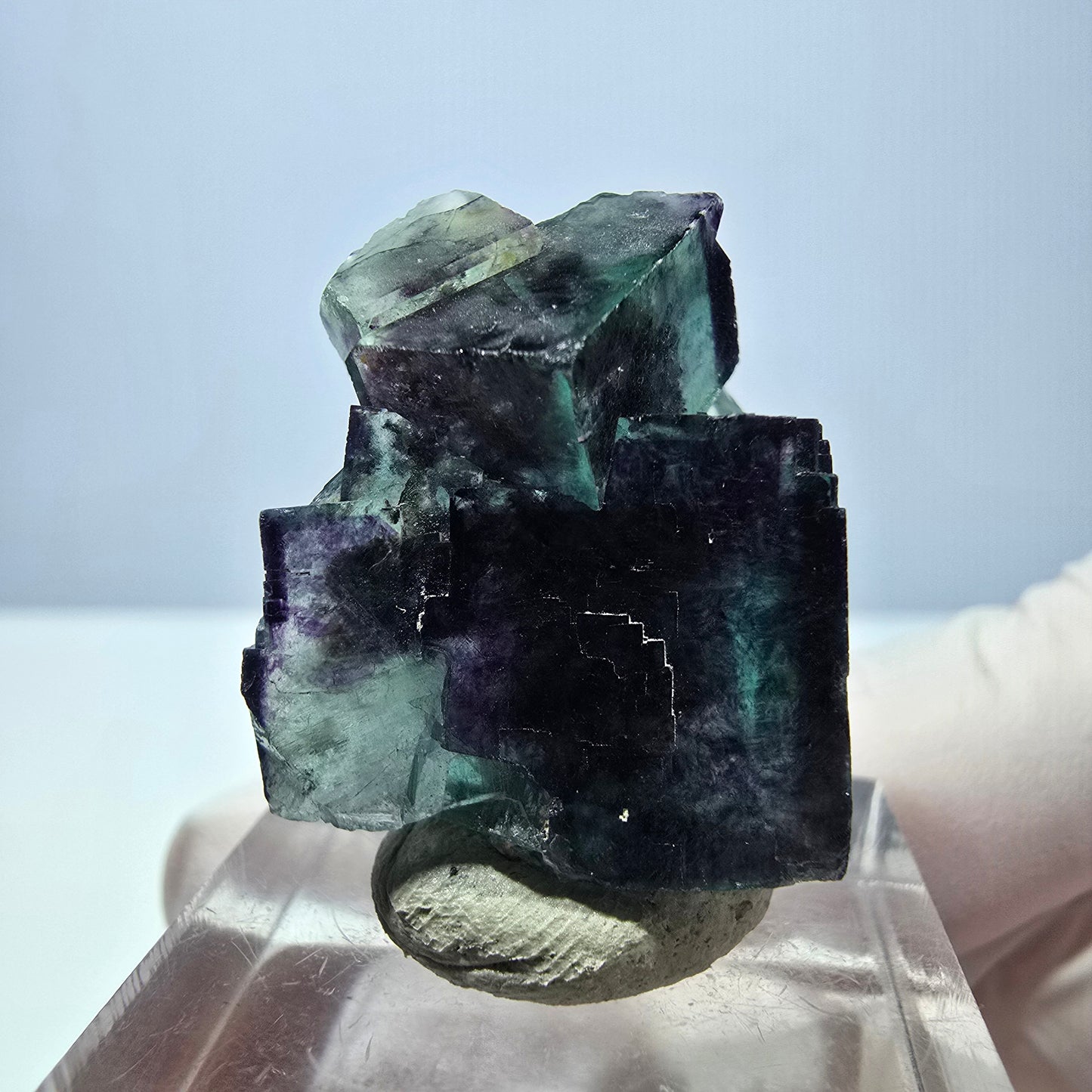 Seltene Phantom Fluorit Würfel Stufe, grün lila Okorusu, Namibia 28*27*15mm