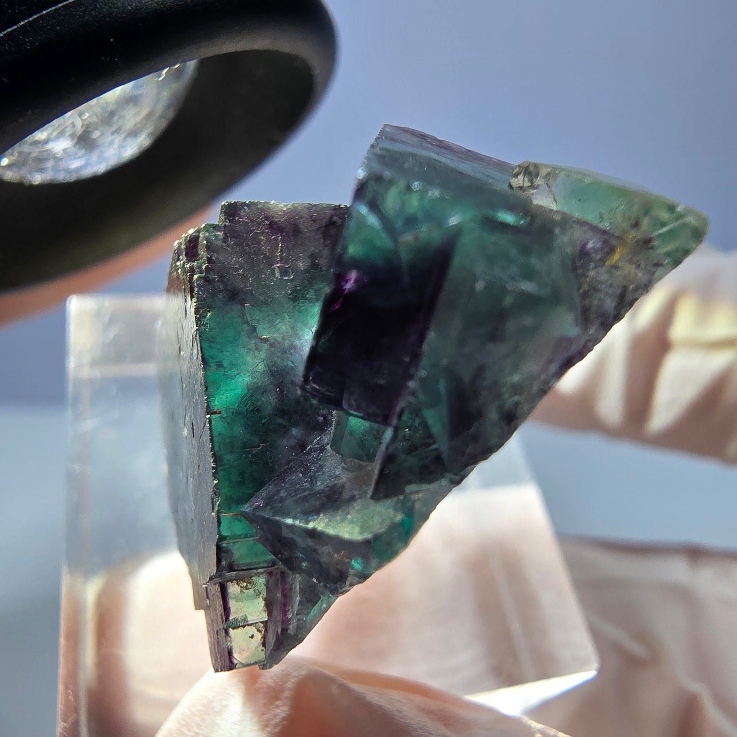 Seltene Phantom Fluorit Würfel Stufe, grün lila Okorusu, Namibia 28*27*15mm