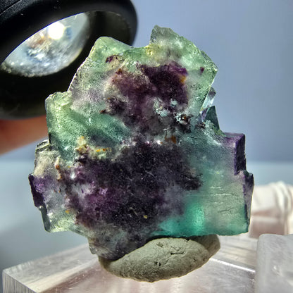 Seltene Phantom Fluorit Würfel Stufe, grün lila Okorusu, Namibia 28*27*15mm