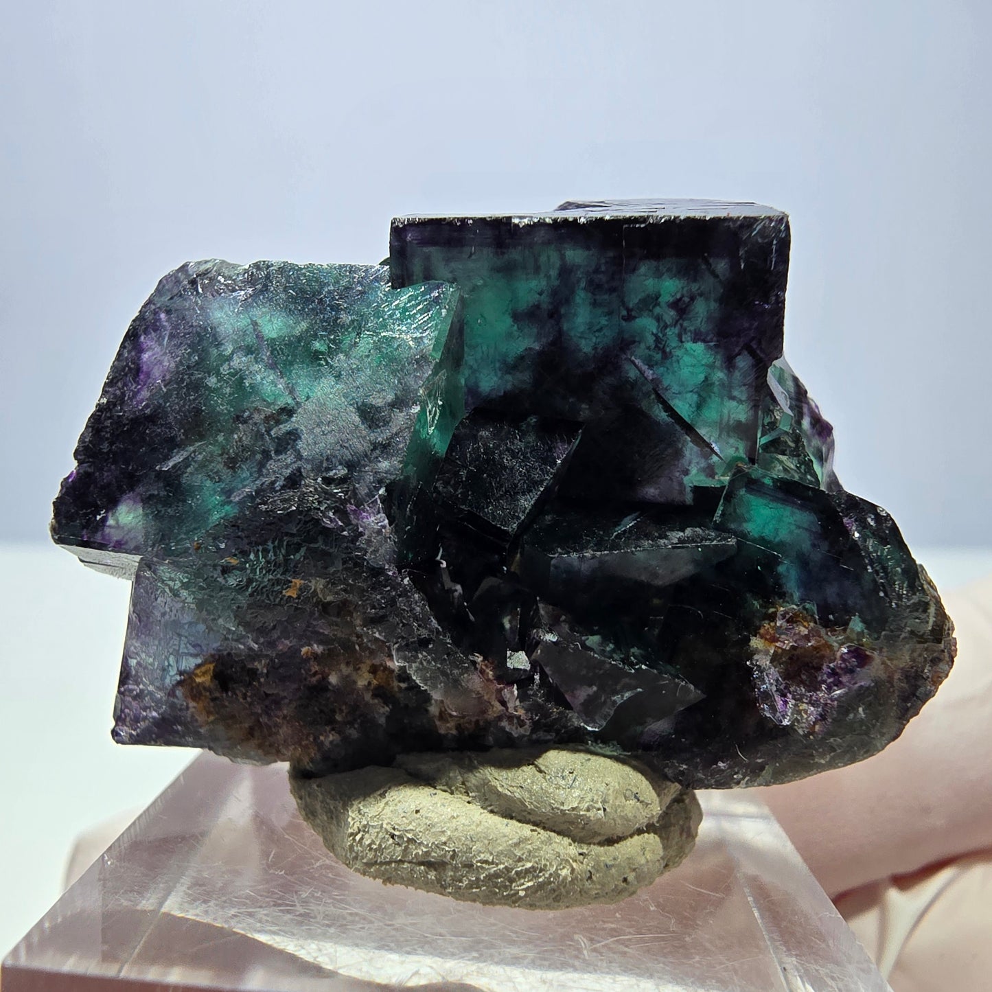 Seltene Phantom Fluorit Würfel Stufe, grün lila Okorusu, Namibia 38*29*19mm