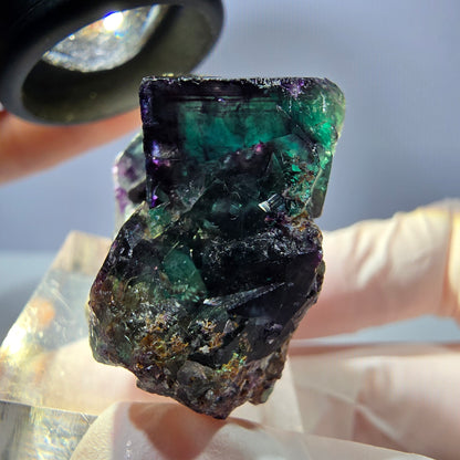Seltene Phantom Fluorit Würfel Stufe, grün lila Okorusu, Namibia 38*29*19mm