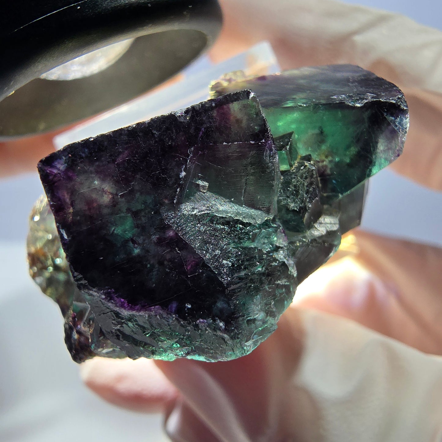 Seltene Phantom Fluorit Würfel Stufe, grün lila Okorusu, Namibia 38*29*19mm