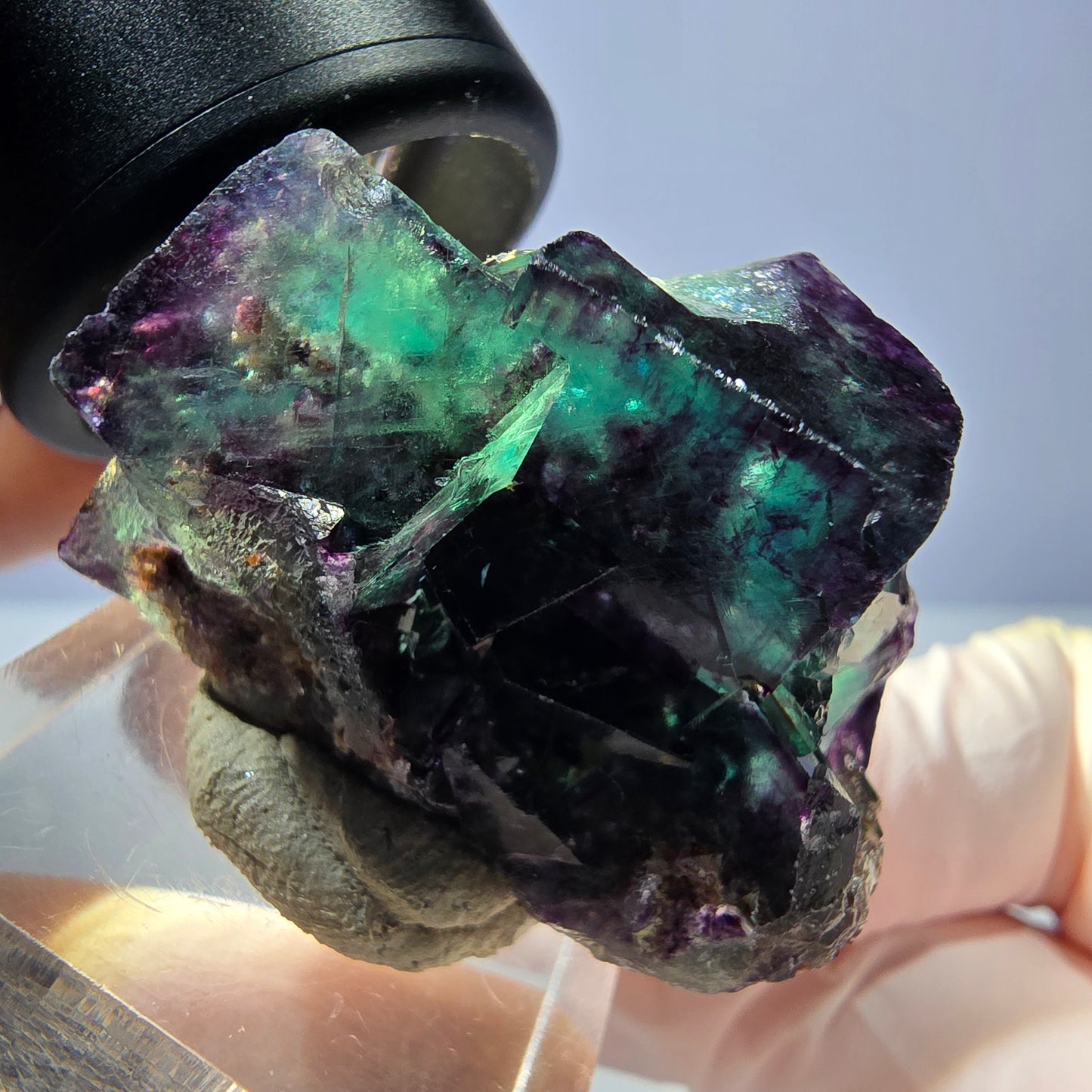 Seltene Phantom Fluorit Würfel Stufe, grün lila Okorusu, Namibia 38*29*19mm