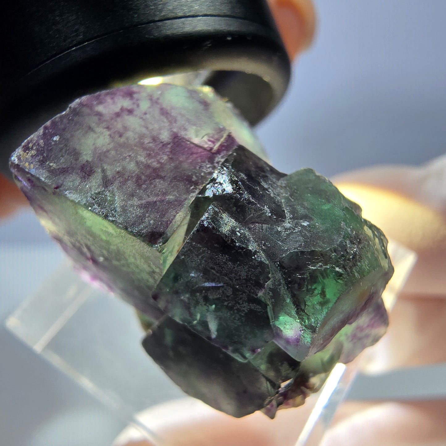 Seltene Phantom Fluorit Würfel Stufe, grün lila Okorusu, Namibia 28*18*19mm