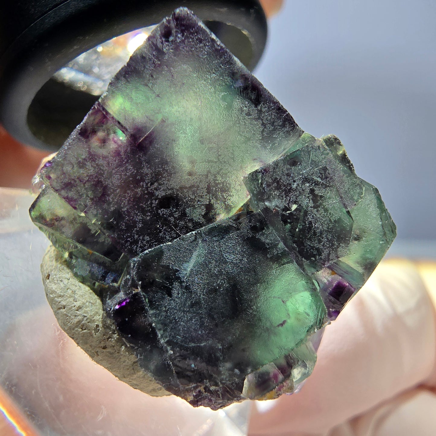 Seltene Phantom Fluorit Würfel Stufe, grün lila Okorusu, Namibia 28*18*19mm