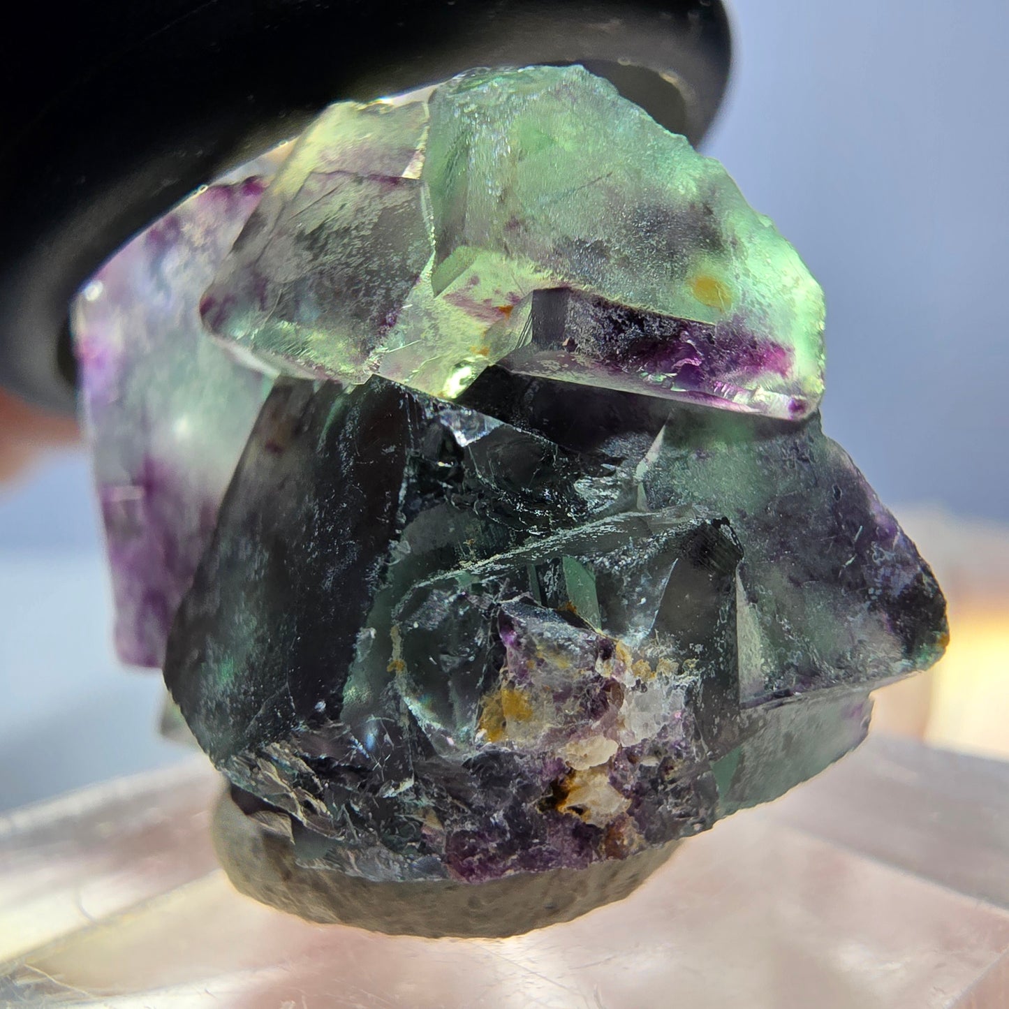 Seltene Phantom Fluorit Würfel Stufe, grün lila Okorusu, Namibia 28*18*19mm