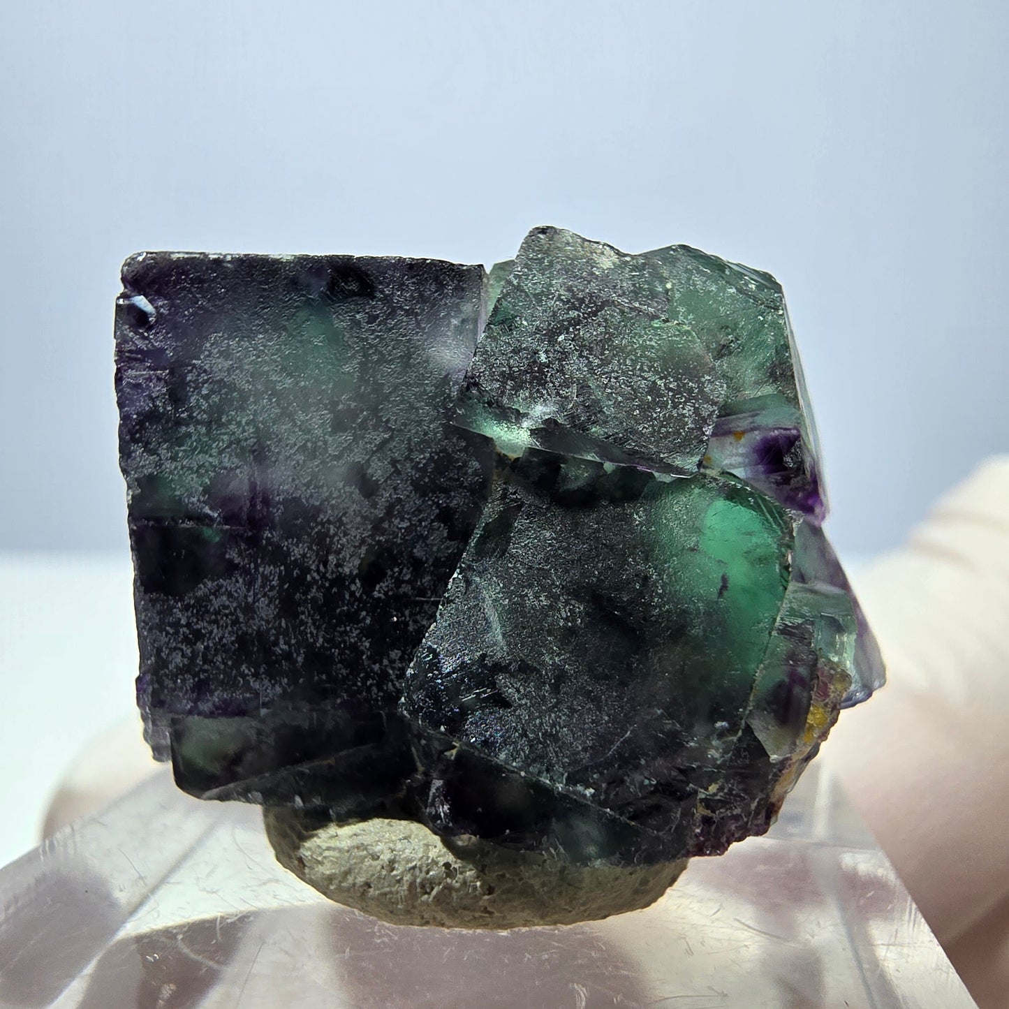 Seltene Phantom Fluorit Würfel Stufe, grün lila Okorusu, Namibia 28*18*19mm