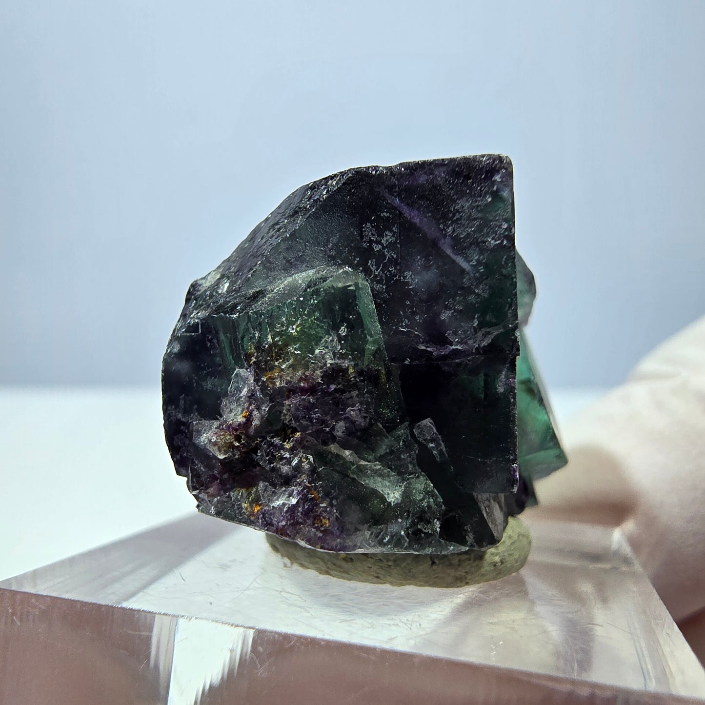 Seltene Phantom Fluorit Würfel Stufe, grün lila Okorusu, Namibia 28*18*19mm