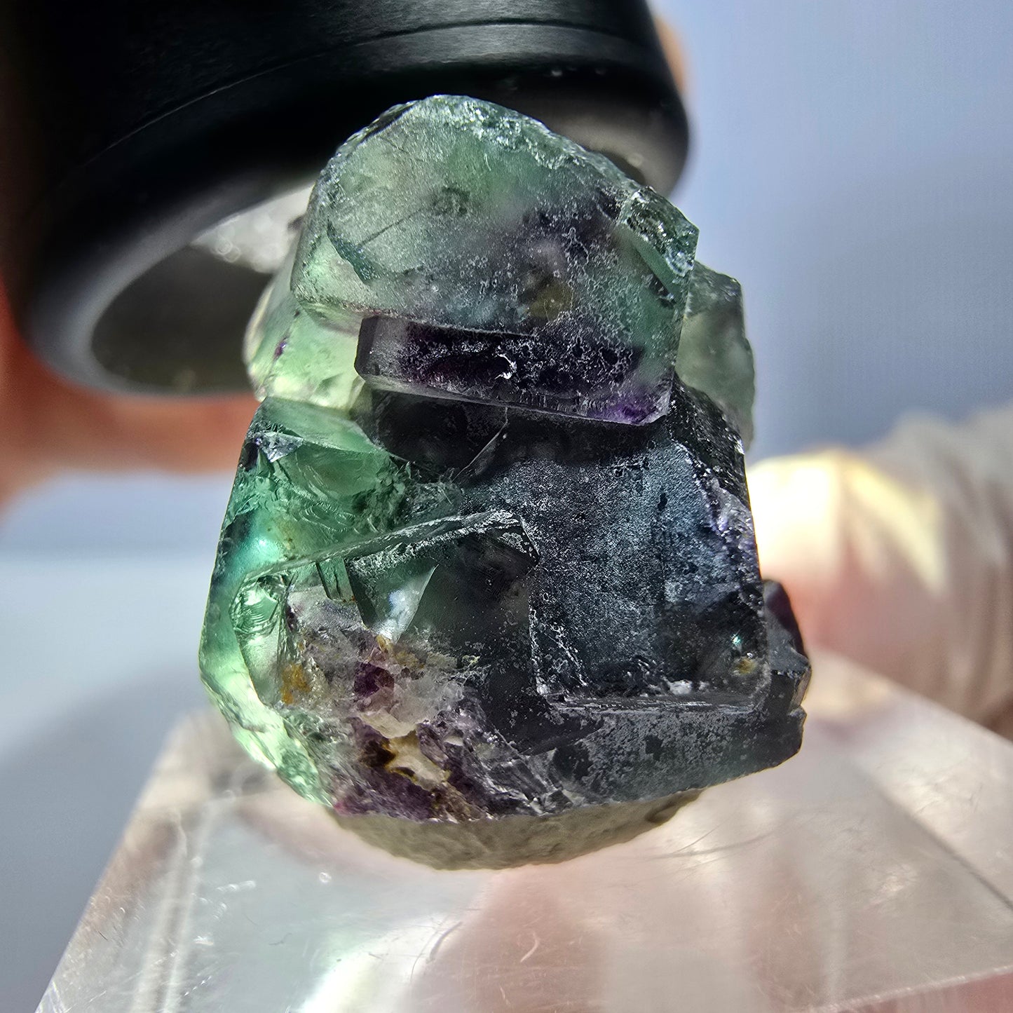 Seltene Phantom Fluorit Würfel Stufe, grün lila Okorusu, Namibia 28*18*19mm