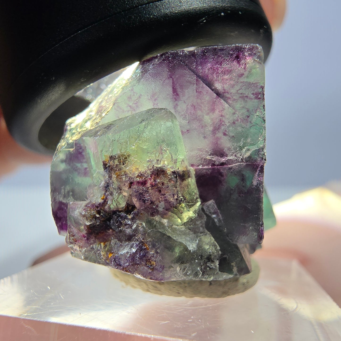 Seltene Phantom Fluorit Würfel Stufe, grün lila Okorusu, Namibia 28*18*19mm