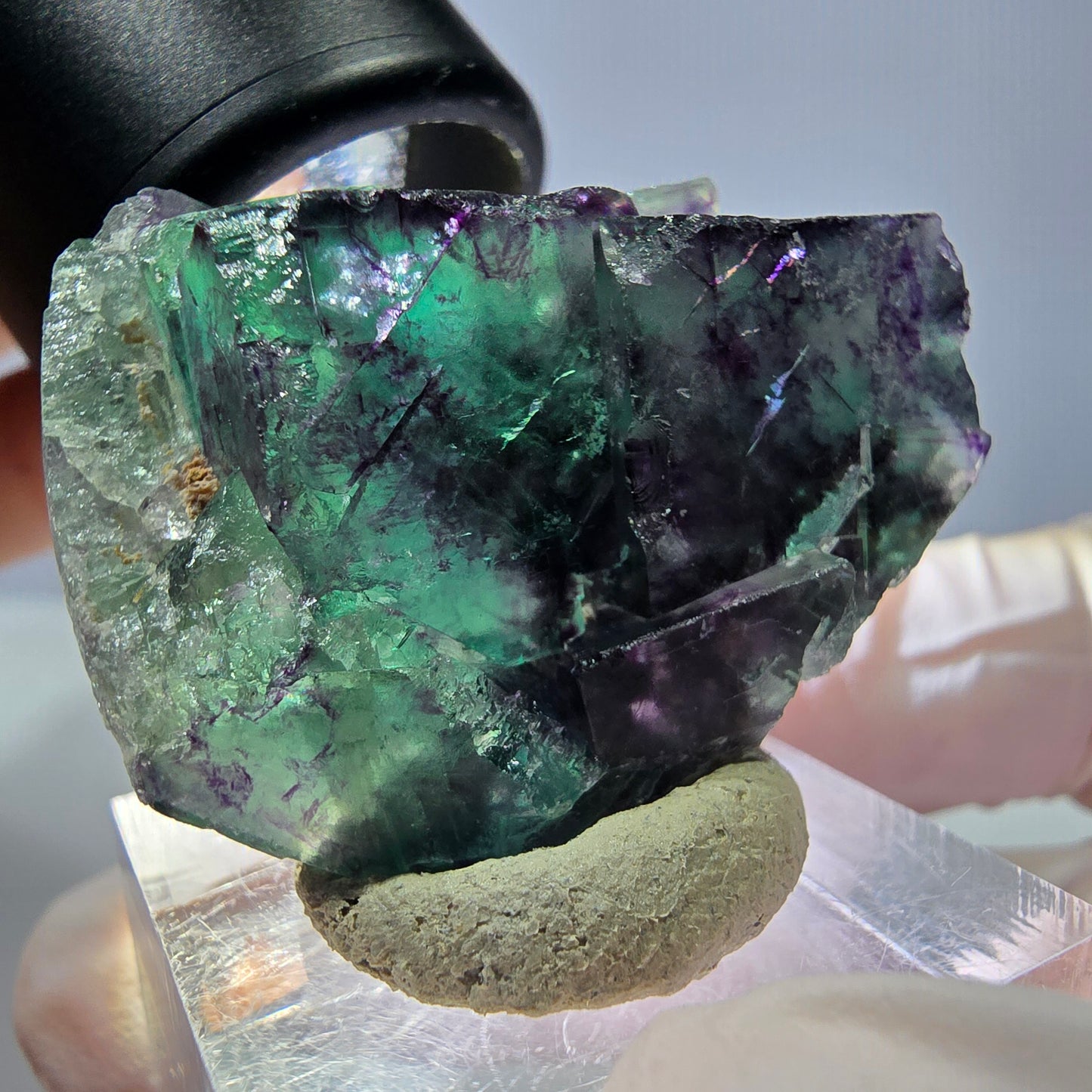 Seltene Phantom Fluorit Würfel Stufe, grün lila Okorusu, Namibia 39*29*16mm