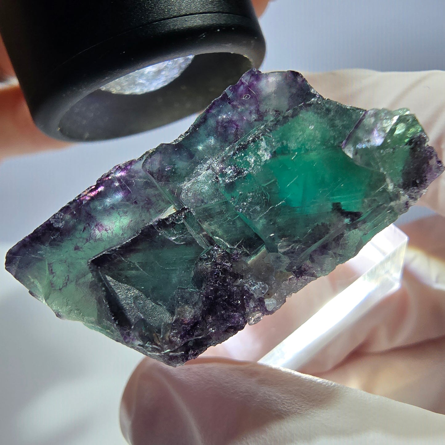 Seltene Phantom Fluorit Würfel Stufe, grün lila Okorusu, Namibia 39*29*16mm