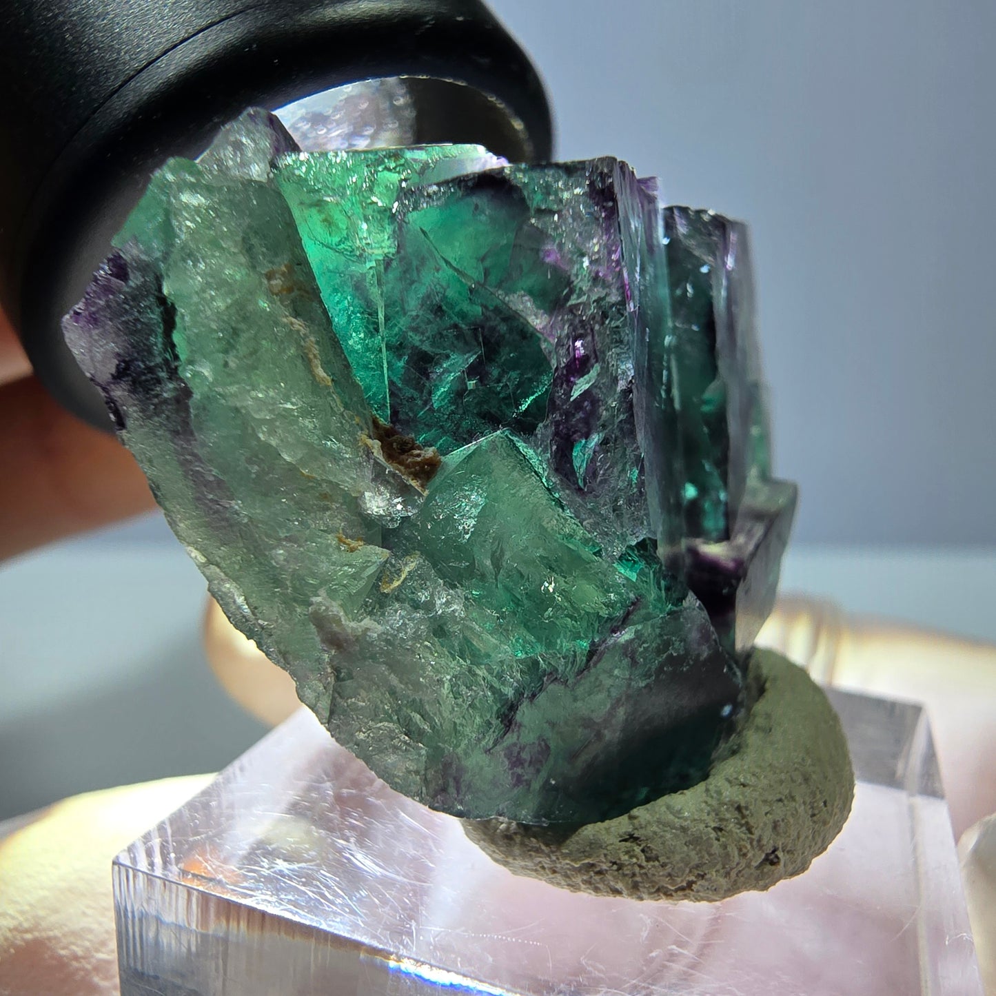 Seltene Phantom Fluorit Würfel Stufe, grün lila Okorusu, Namibia 39*29*16mm