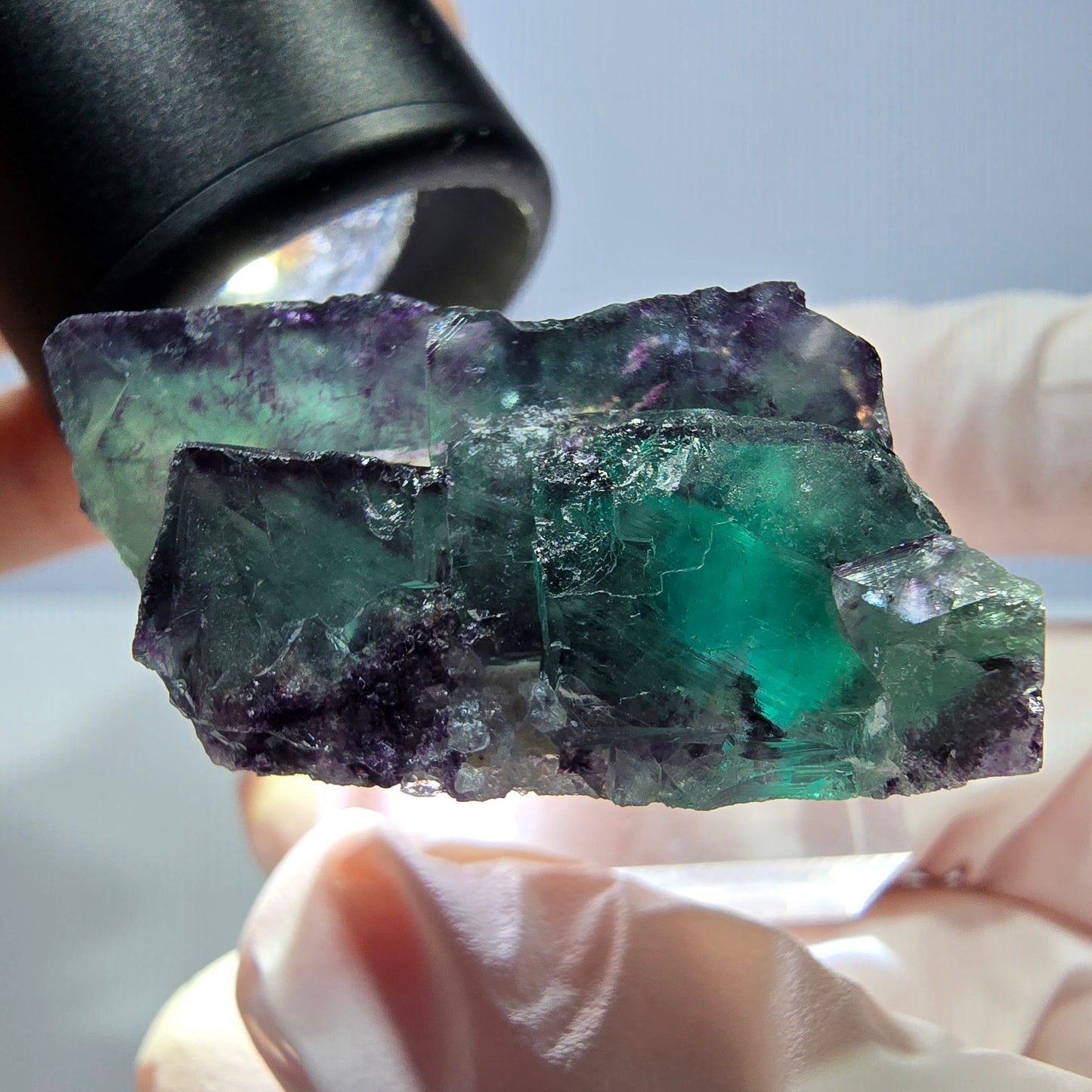 Seltene Phantom Fluorit Würfel Stufe, grün lila Okorusu, Namibia 39*29*16mm