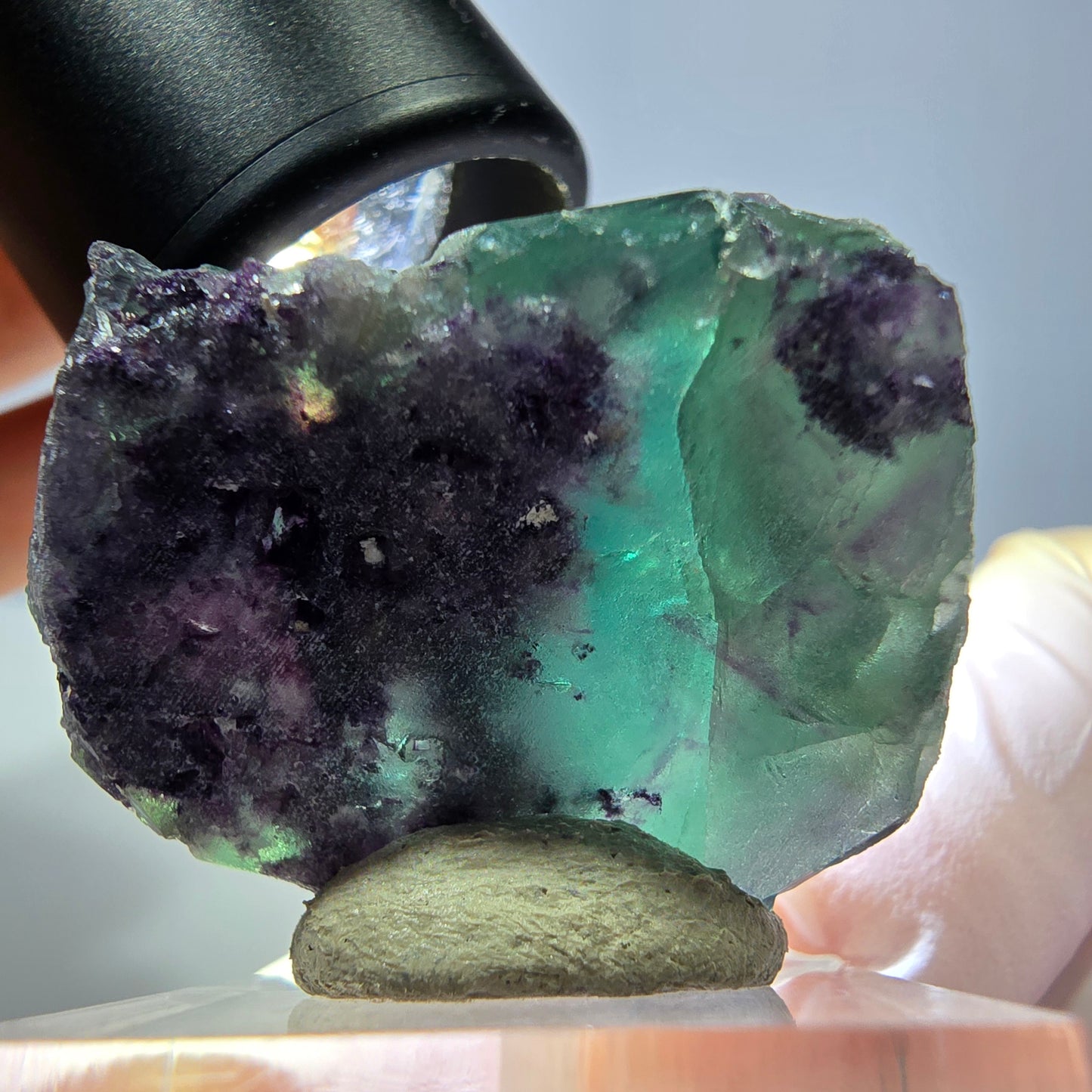 Seltene Phantom Fluorit Würfel Stufe, grün lila Okorusu, Namibia 39*29*16mm