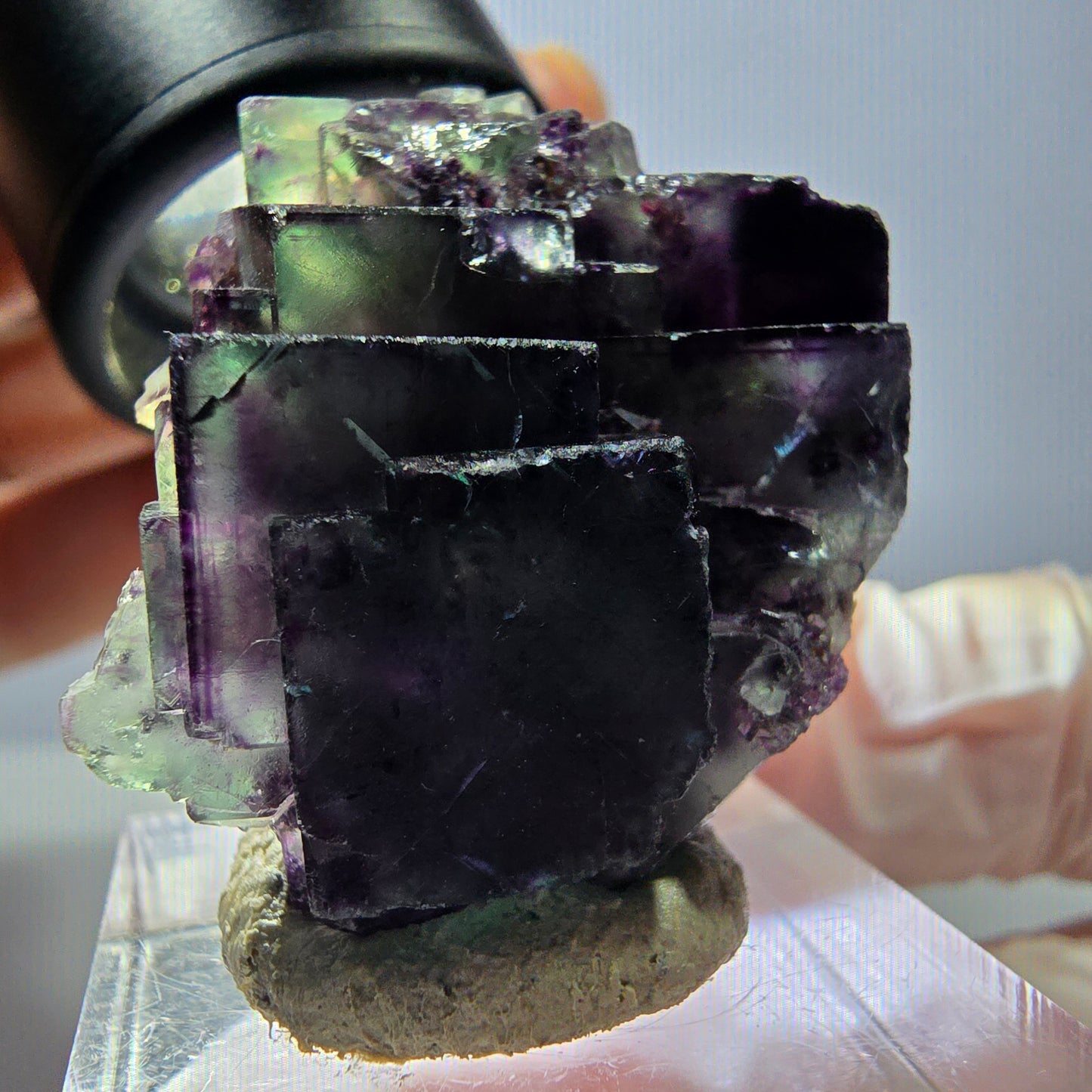 Seltene Phantom Fluorit Würfel Stufe, grün lila Okorusu, Namibia 35*28*18mm