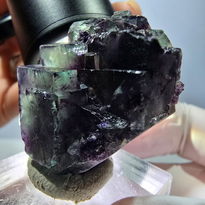 Seltene Phantom Fluorit Würfel Stufe, grün lila Okorusu, Namibia 35*28*18mm