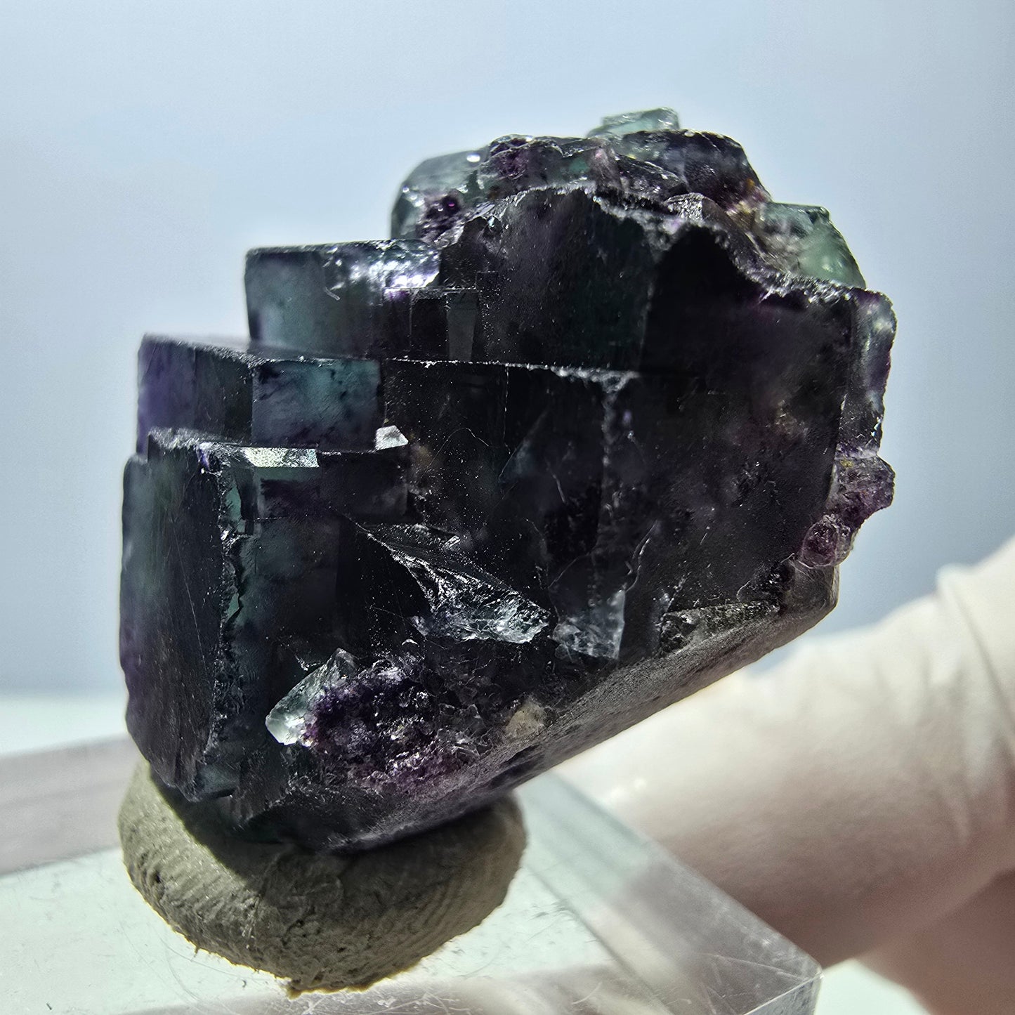 Seltene Phantom Fluorit Würfel Stufe, grün lila Okorusu, Namibia 35*28*18mm