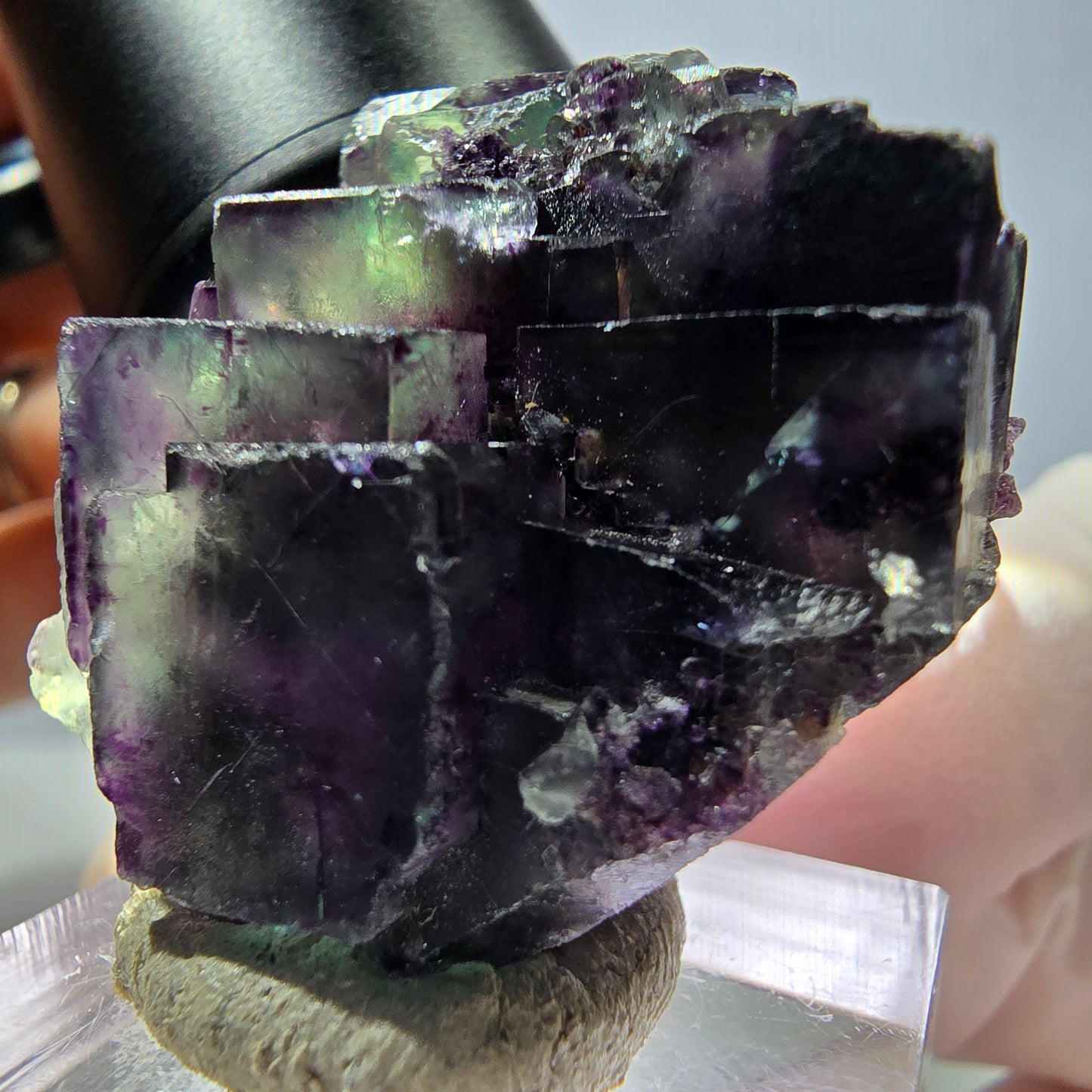 Seltene Phantom Fluorit Würfel Stufe, grün lila Okorusu, Namibia 35*28*18mm