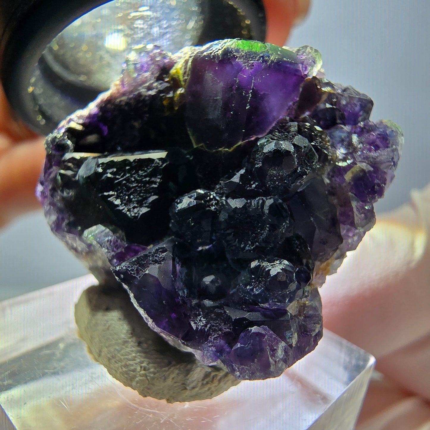 Seltene Phantom Fluorit Würfel Stufe, grün lila Okorusu, Namibia 34*31*14mm