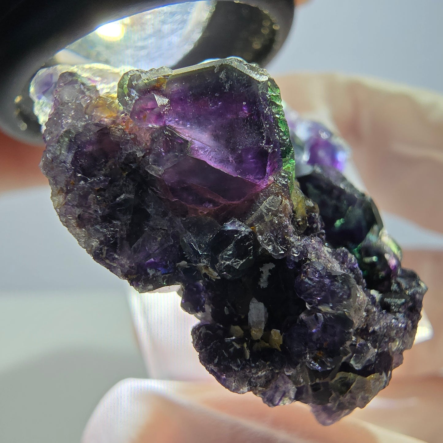 Seltene Phantom Fluorit Würfel Stufe, grün lila Okorusu, Namibia 34*31*14mm