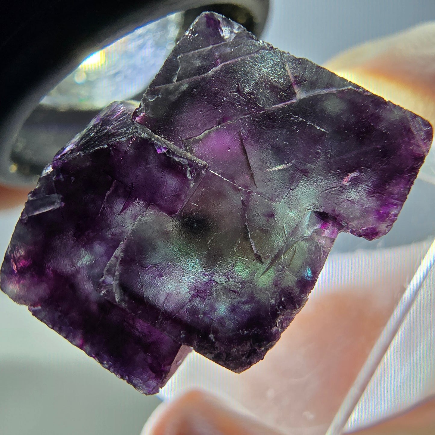 Seltene Phantom Fluorit Würfel Stufe, grün lila Okorusu, Namibia 25*17*15mm