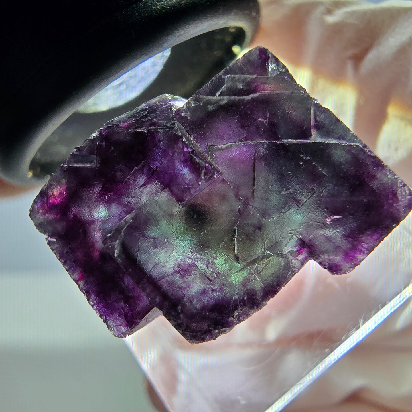 Seltene Phantom Fluorit Würfel Stufe, grün lila Okorusu, Namibia 25*17*15mm