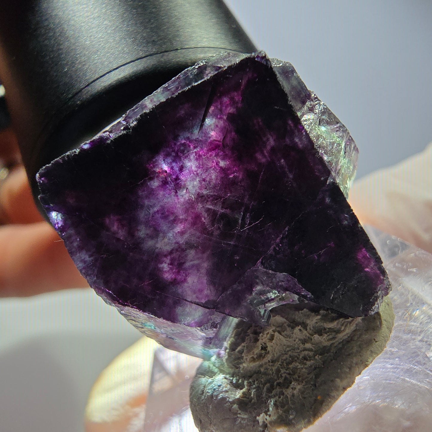 Seltene Phantom Fluorit Würfel Stufe, grün lila Okorusu, Namibia 23*22*18mm