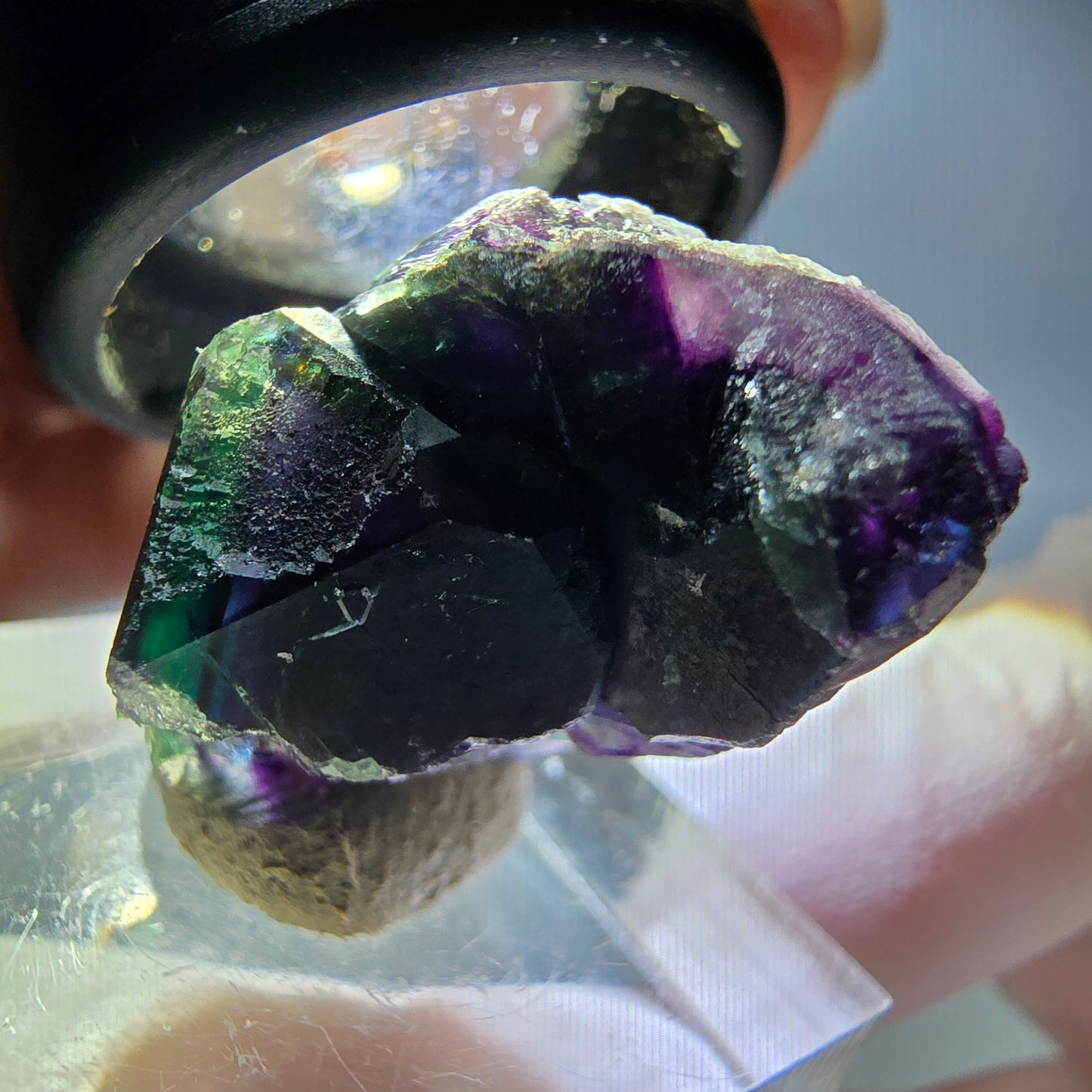 Seltene Phantom Fluorit Würfel Stufe, grün lila Okorusu, Namibia 26*17*16mm