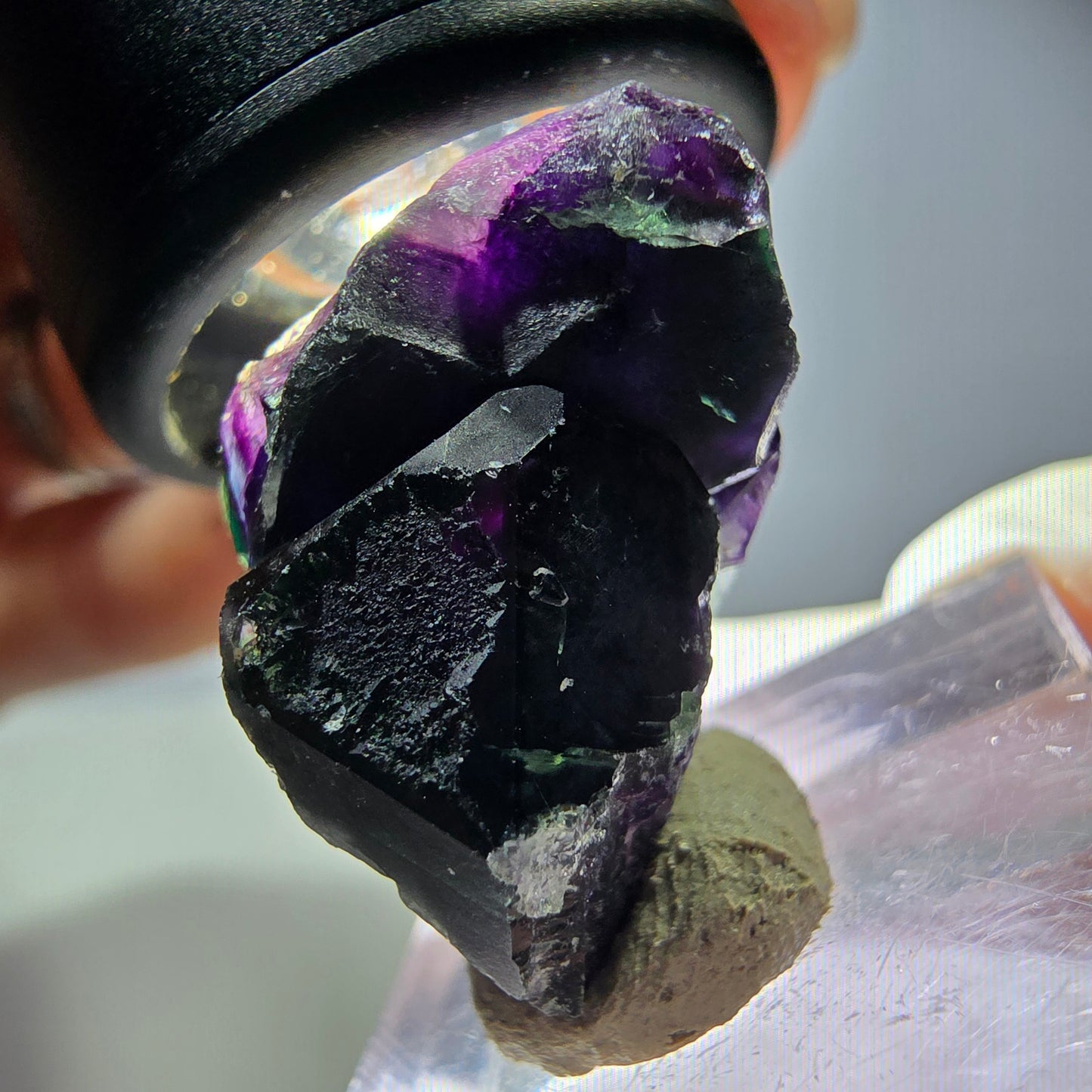 Seltene Phantom Fluorit Würfel Stufe, grün lila Okorusu, Namibia 26*17*16mm