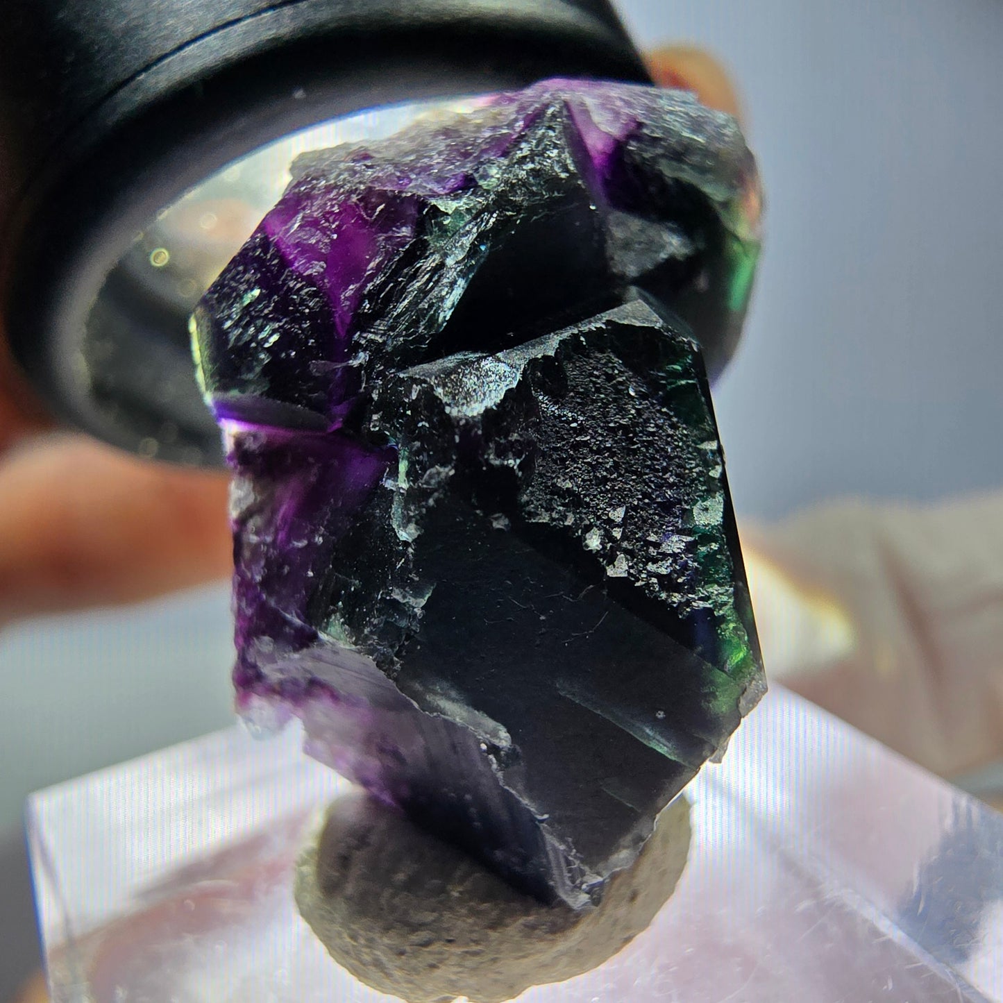 Seltene Phantom Fluorit Würfel Stufe, grün lila Okorusu, Namibia 26*17*16mm