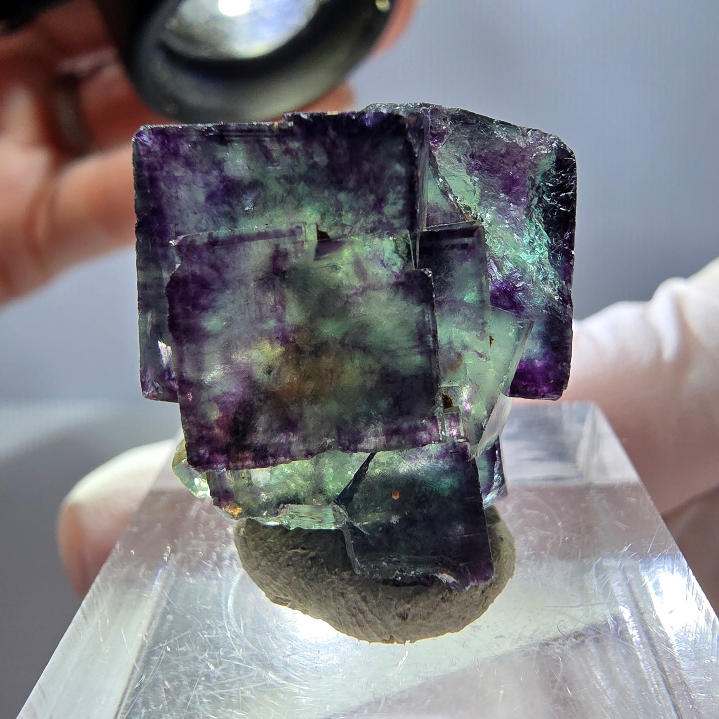 Seltene Phantom Fluorit Würfel Stufe, grün lila Okorusu, Namibia 24*18*14mm