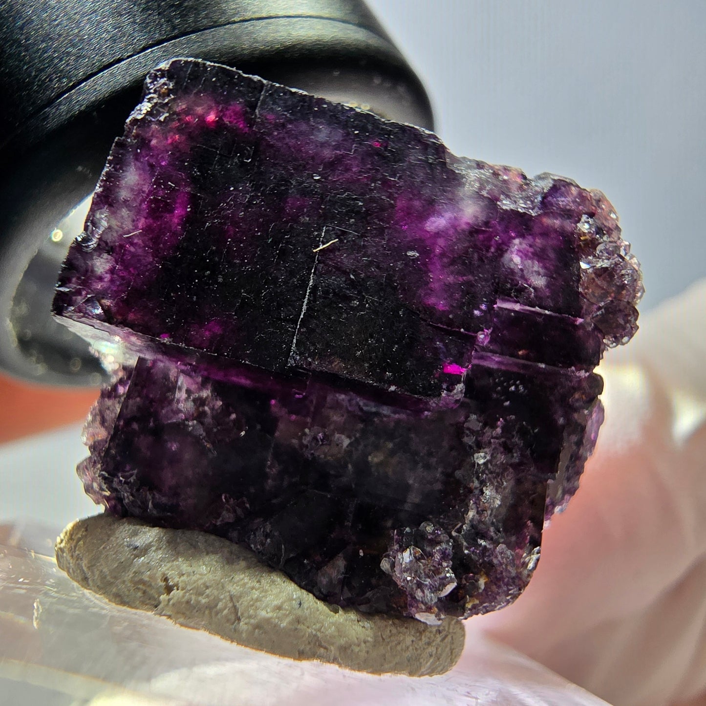 Seltene Phantom Fluorit Würfel Stufe, grün lila Okorusu, Namibia 24*23*16mm