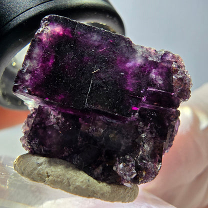 Seltene Phantom Fluorit Würfel Stufe, grün lila Okorusu, Namibia 24*23*16mm