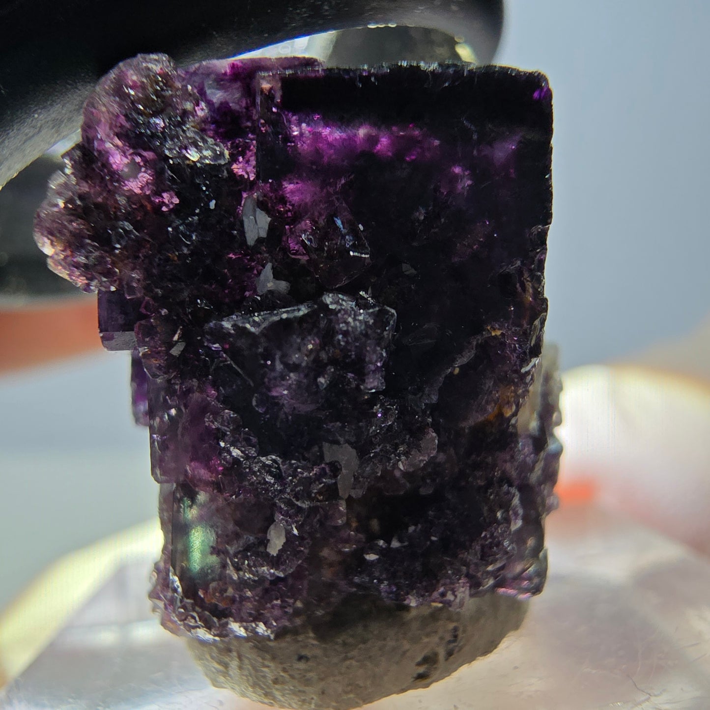 Seltene Phantom Fluorit Würfel Stufe, grün lila Okorusu, Namibia 24*23*16mm