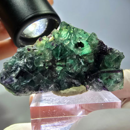 Seltene Phantom Fluorit Würfel Stufe, grün lila Okorusu, Namibia 48*28*11mm