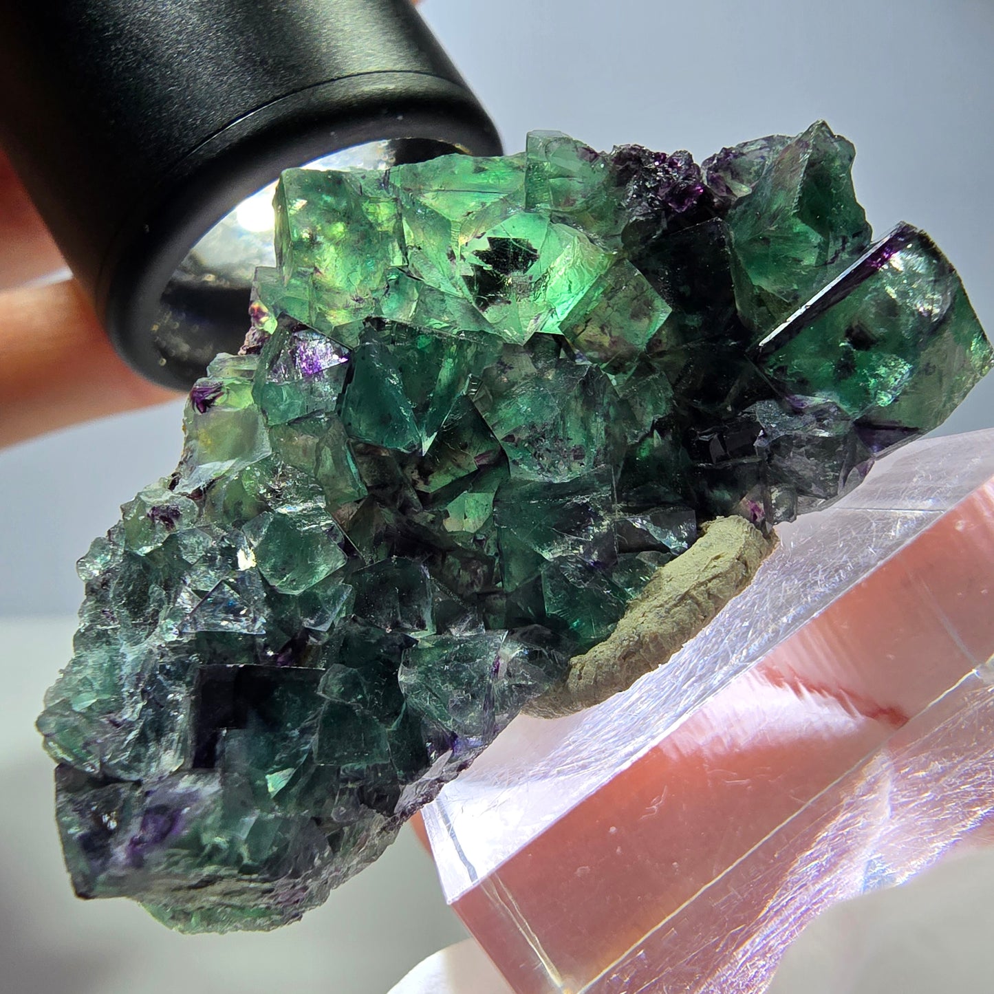 Seltene Phantom Fluorit Würfel Stufe, grün lila Okorusu, Namibia 48*28*11mm