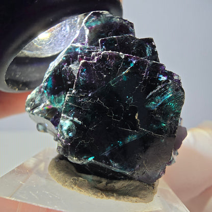 Seltene Phantom Fluorit Würfel Stufe, grün lila Okorusu, Namibia 32*29*19mm