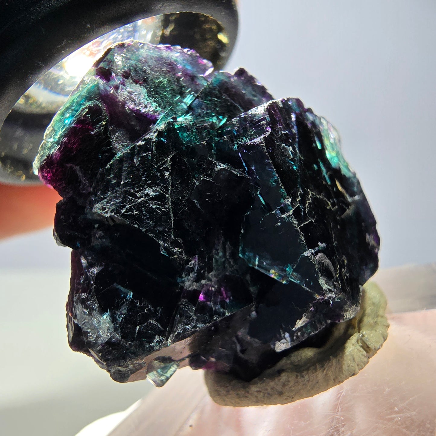 Seltene Phantom Fluorit Würfel Stufe, grün lila Okorusu, Namibia 32*29*19mm