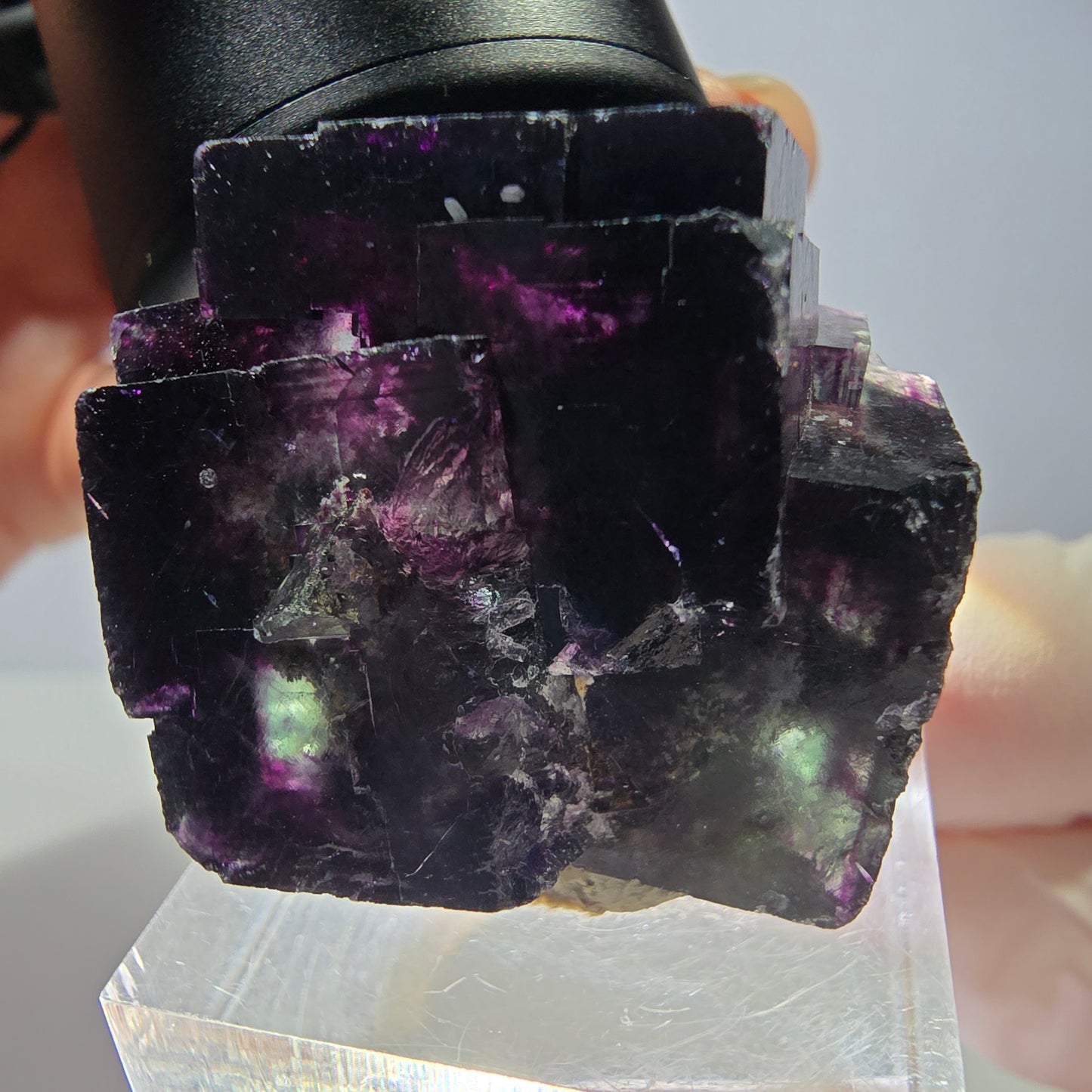 Seltene Phantom Fluorit Würfel Stufe, grün lila Okorusu, Namibia 35*34*25mm