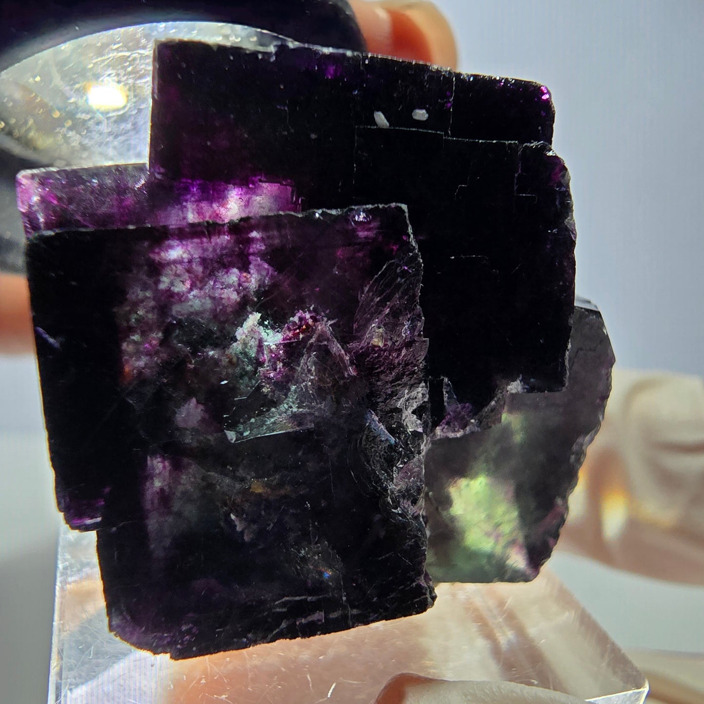 Seltene Phantom Fluorit Würfel Stufe, grün lila Okorusu, Namibia 35*34*25mm