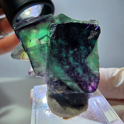 Seltene Phantom Fluorit Würfel Stufe, grün lila Okorusu, Namibia 45*36*19mm