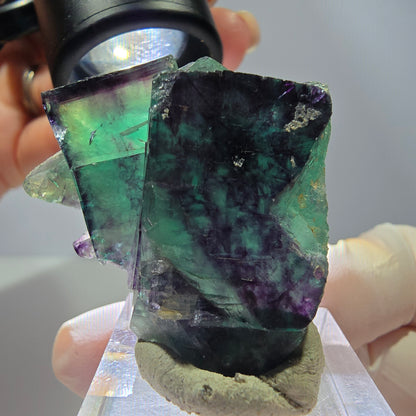 Seltene Phantom Fluorit Würfel Stufe, grün lila Okorusu, Namibia 45*36*19mm