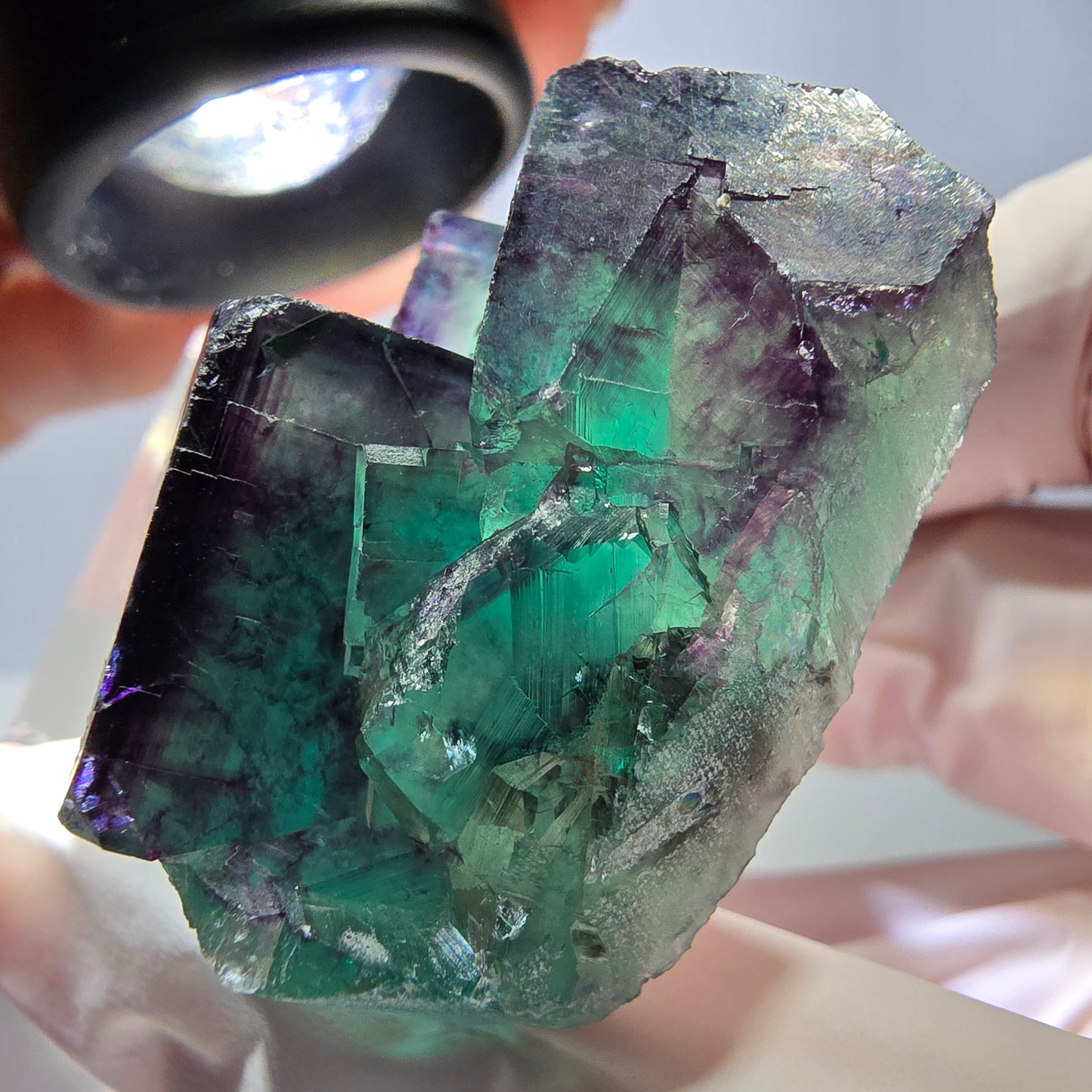 Seltene Phantom Fluorit Würfel Stufe, grün lila Okorusu, Namibia 45*36*19mm