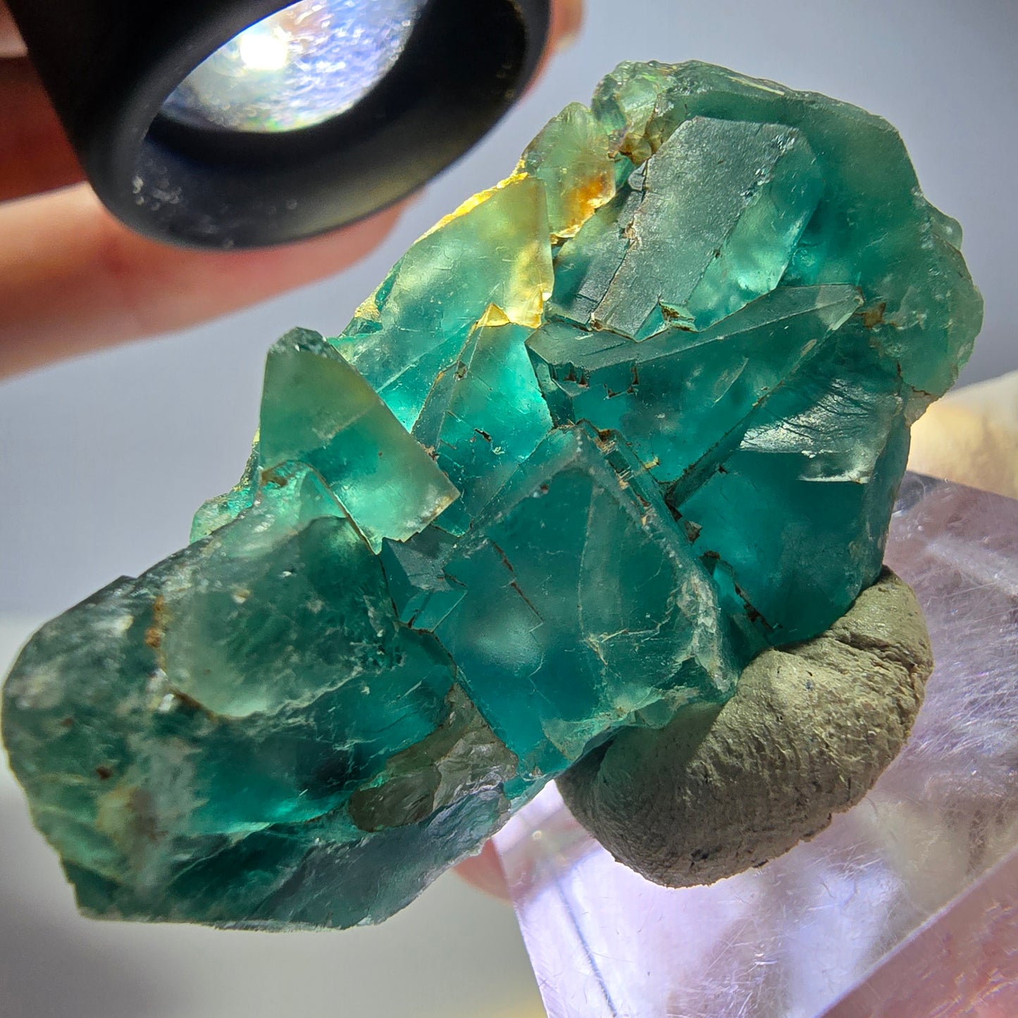 Seltene Phantom Fluorit Würfel Stufe, grün lila Okorusu, Namibia 48*23*16mm